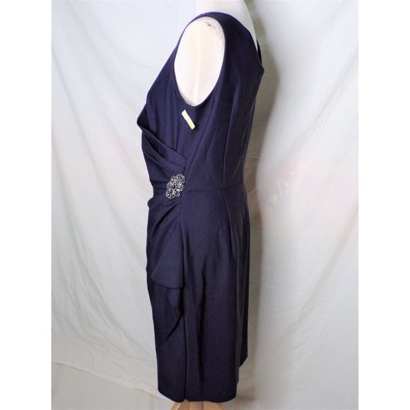 SOLD ALEX EVENINGS Side Ruched Cocktail Dress Navy Blue 14 - Picture 9 of 9